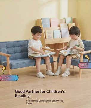 Kinderbankje Roze/Blauw - Wasbaar, Lichtgewicht Peuter Fauteuil met Afneembare Hoes