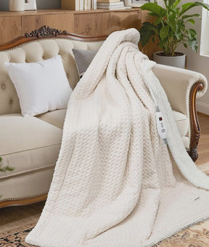 Elektrische Deken 180x130cm - Verwarmde Plaid met 6 Warmtestanden & Automatische Uitschakeling