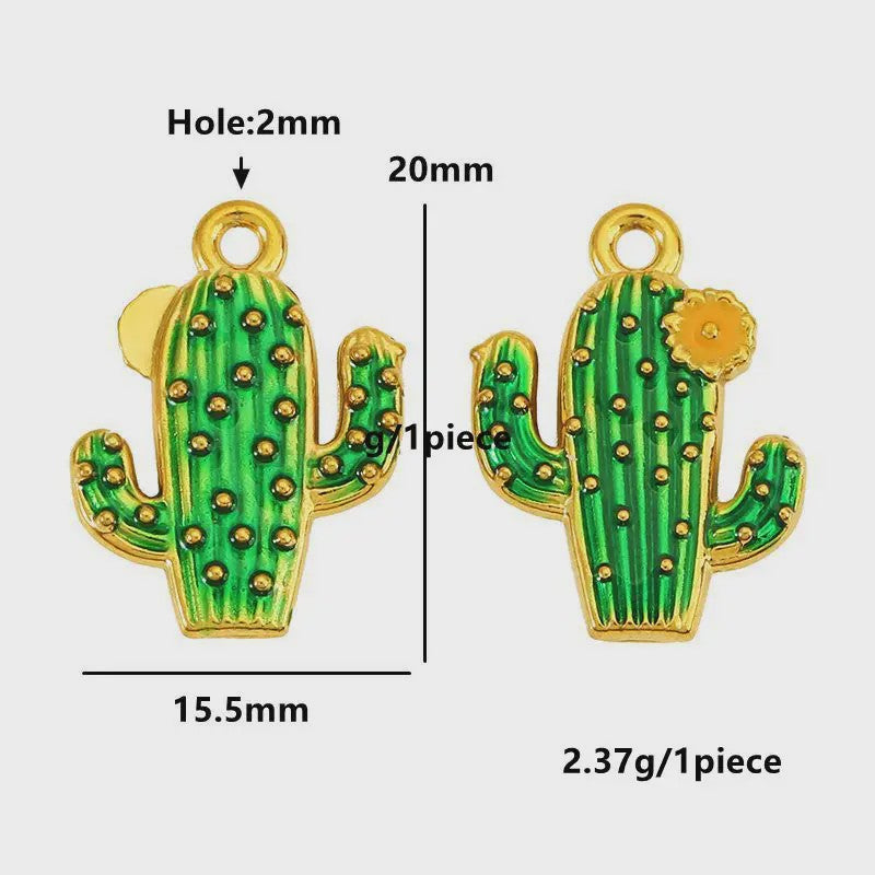 Set van 4 Gouden Bedeltjes: Zon, Hart, Schelp, Vis & Cactus - Roestvrij Staal 18k Goud PVD - DIY Sieraden Maken