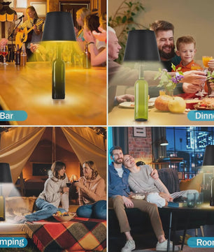 Draadloze Fles Tafellamp met USB, Touch Control & 3 Kleuren - Sfeervolle Verlichting