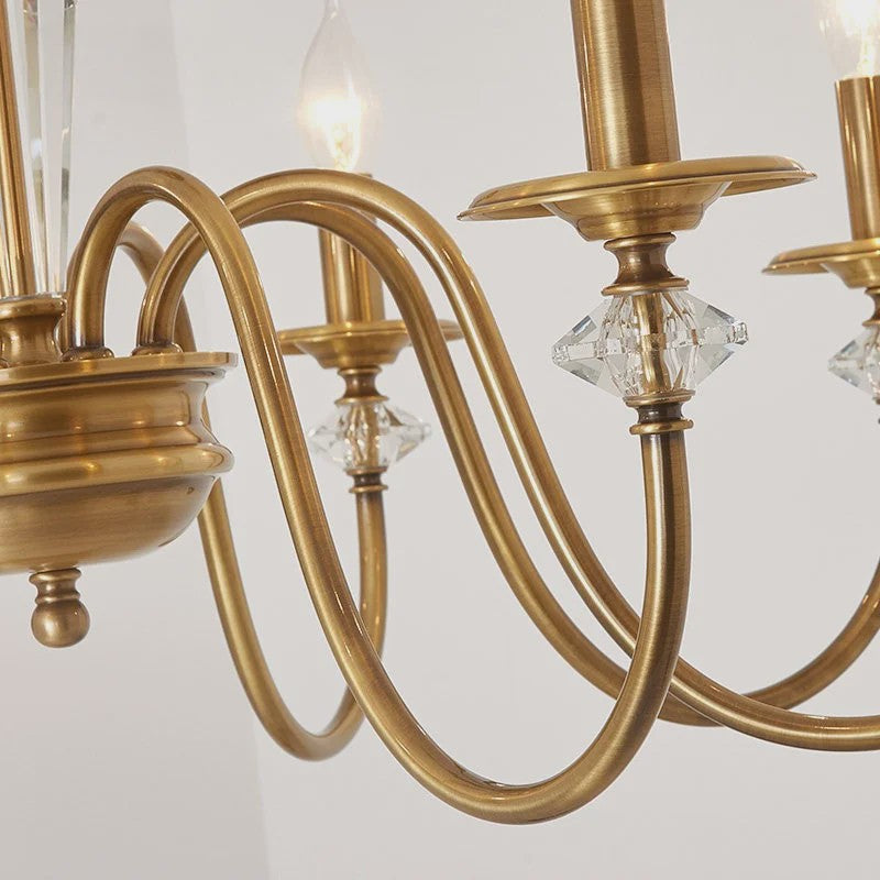 American Retro Messing Plafondlamp met Kaarslampjes - Sfeervolle Verlichting voor Woonkamer, Slaapkamer & Eetkamer