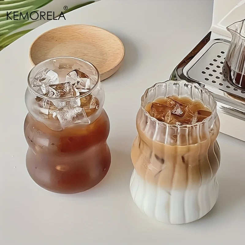 Set Glazen Tumblers met Verticale Ribbels - Hittebestendig Glas voor Koffie, Thee & Water