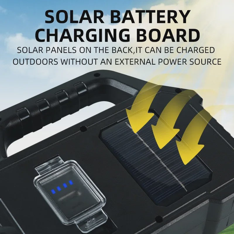 Multifunctionele LED Zaklamp met Solar Opladen & Powerbank Functie