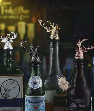 Gouden Hertenkop Fles Stopper & Schenktuit - Stijlvolle Wijn & Olie Dispenser