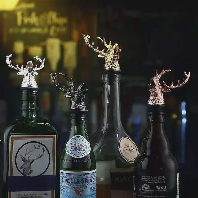 Gouden Hertenkop Fles Stopper & Schenktuit - Stijlvolle Wijn & Olie Dispenser