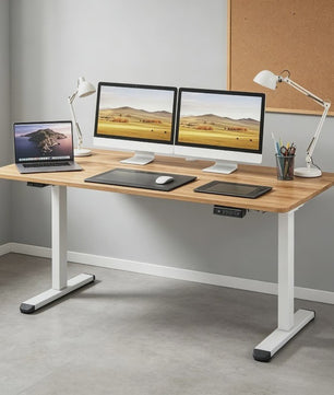 Elektrisch Zit-Sta Bureau 140x70cm Natuurlijk Hout - Ergonomisch Verstelbaar Bureau
