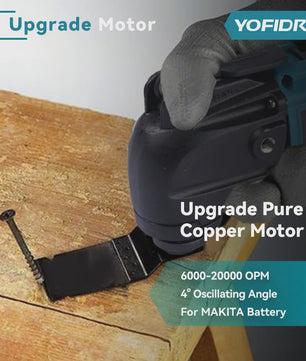 YOFIDRA Snoerloze Multitool met 6 Versnellingen - Zagen, Schuren & Polijsten (Makita 18-21V Batterij)