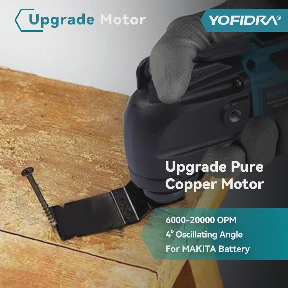 YOFIDRA Snoerloze Multitool met 6 Versnellingen - Zagen, Schuren & Polijsten (Makita 18-21V Batterij)
