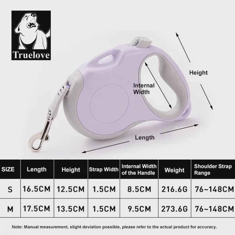 Truelove Intrekbare Hondentuig 5 Meter - Tangle Free, Eénhandige Rem & Vergrendeling