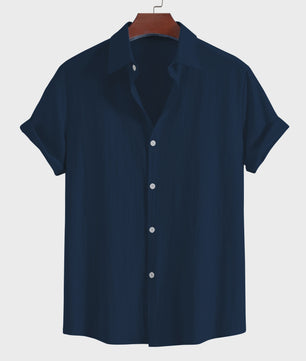 Comfortabel Heren Overhemd met Korte Mouw en Kraag - Zomerse Casual Stijl van Puur Katoen