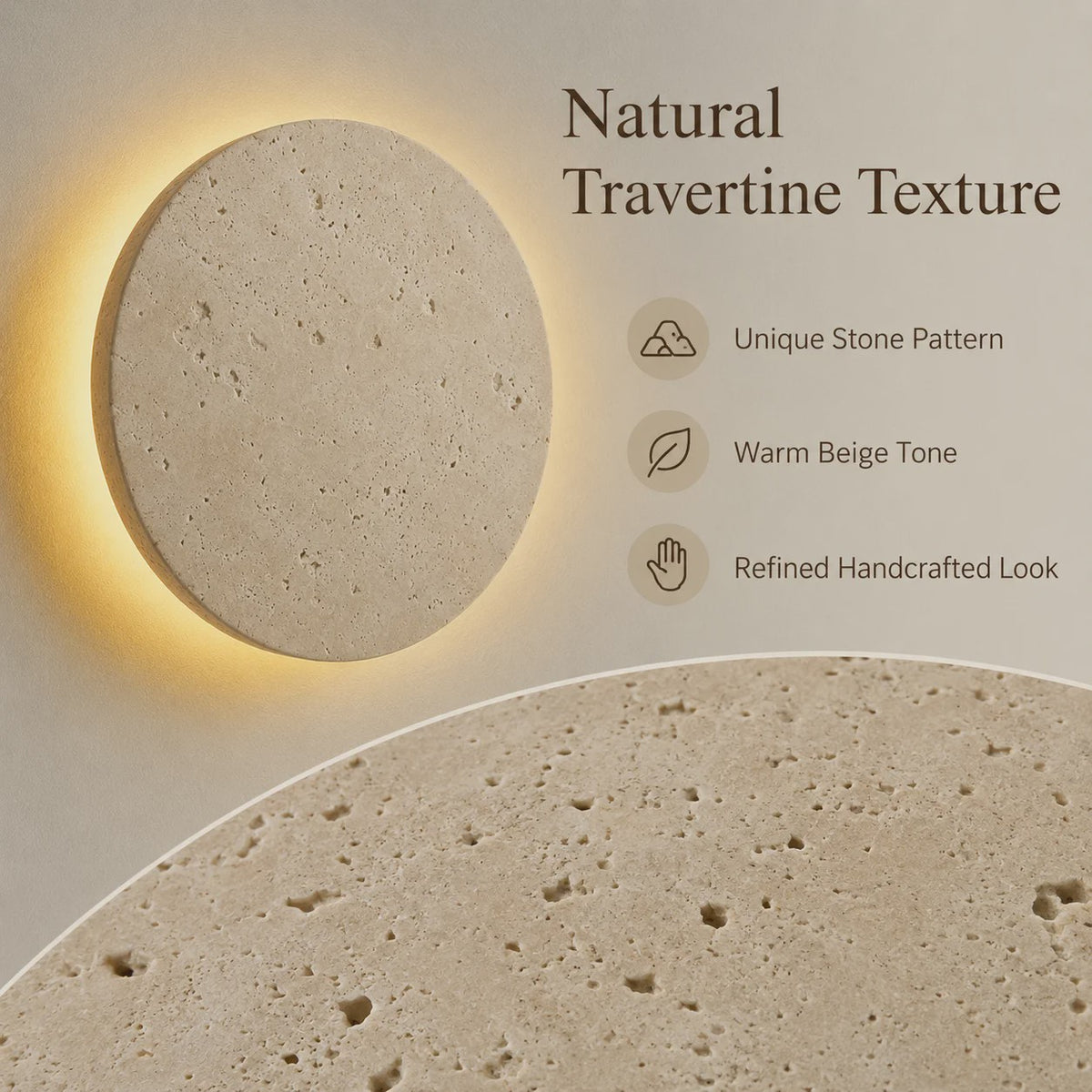 Moderne Wabi Sabi Travertin Wandlamp met LED - Natuursteen Sfeerverlichting