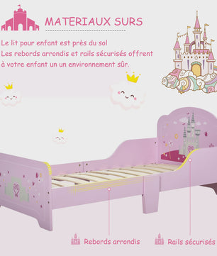 Roze Kinderbed Prinses Kasteel Design 140x70 cm met Lattenbodem - MDF