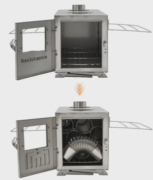 MOUNTAINHIKER Opvouwbare Houtkachel - Roestvrij Staal Outdoor Camping Tent Verwarming & Kooktoestel