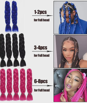24 Inch Jumbo Braids Haarverlenging - Synthetisch Vlecht Haar in Kleurrijke Tinten