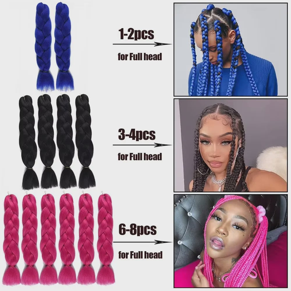 24 Inch Jumbo Braids Haarverlenging - Synthetisch Vlecht Haar in Kleurrijke Tinten