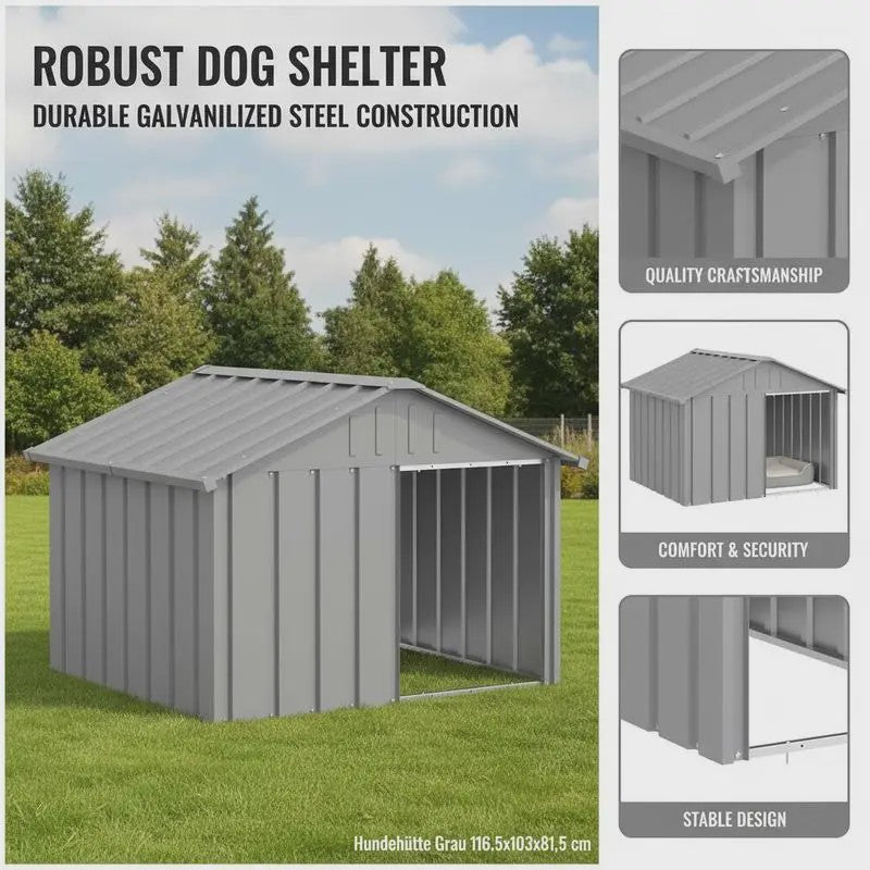 Robuuste Hondenhok van Verzinkt Staal - 116.5x103x81.5 cm - Grijs
