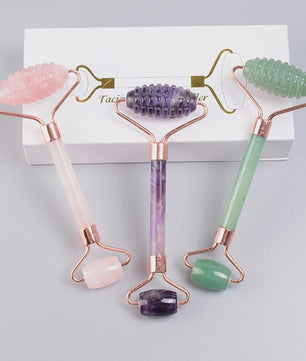 Luxe Jade Gezichtsmassage Roller & Gua Sha Set - Rose Gold