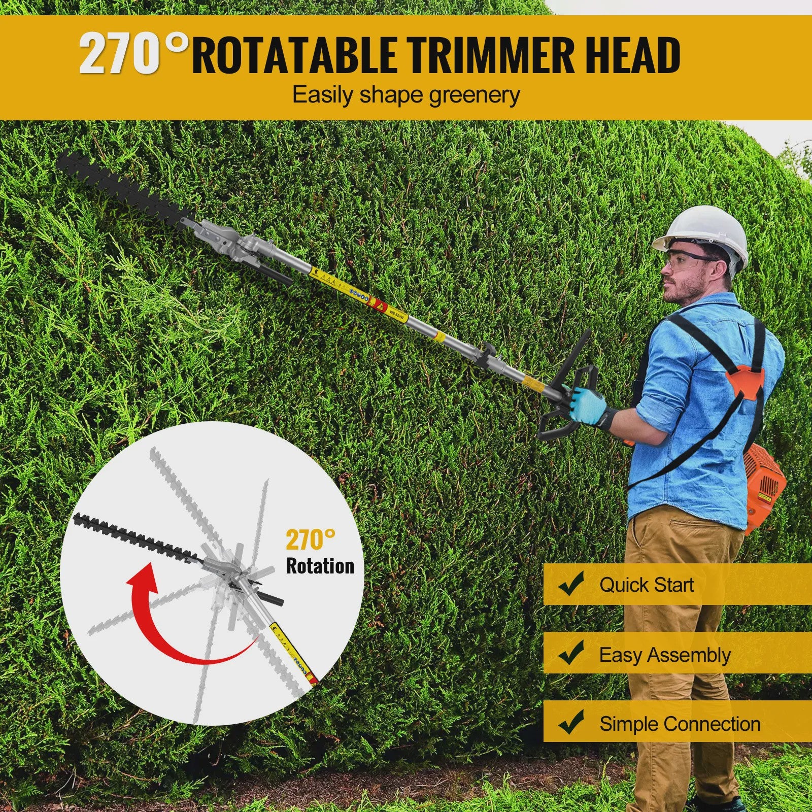 CONENTOOL 52CC 6-in-1 Benzine Grasmaaier, Bosmaaier, Heggenschaar & Kettingzaag Tuingereedschap