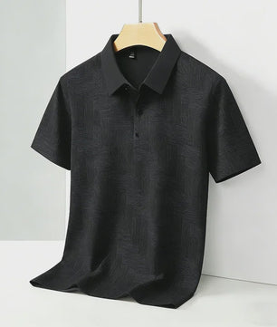 Heren Polo Shirt Korte Mouw met Weefpatroon en Contrastkraag - Comfortabel & Stijlvol