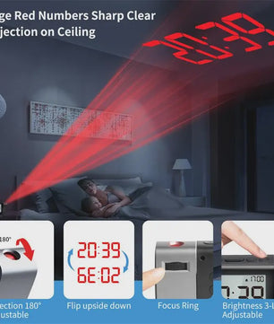 Digitale LED Projectie Wekker met Tijd Projectie op Slaapkamer Nachtkastje