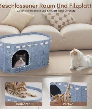 Dubbele Katten Tunnel met Uitneembare Wasbare Filtdelen - Comfort & Krabbescherming
