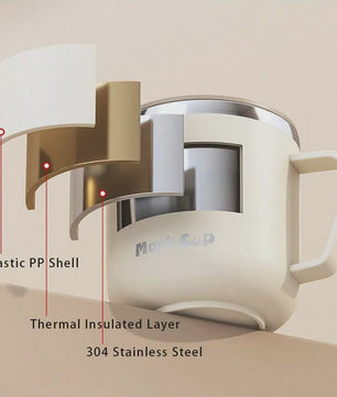 Geïsoleerde Koffiemok met Deksel - 400ML Dubbelwandig RVS Drinkbeker