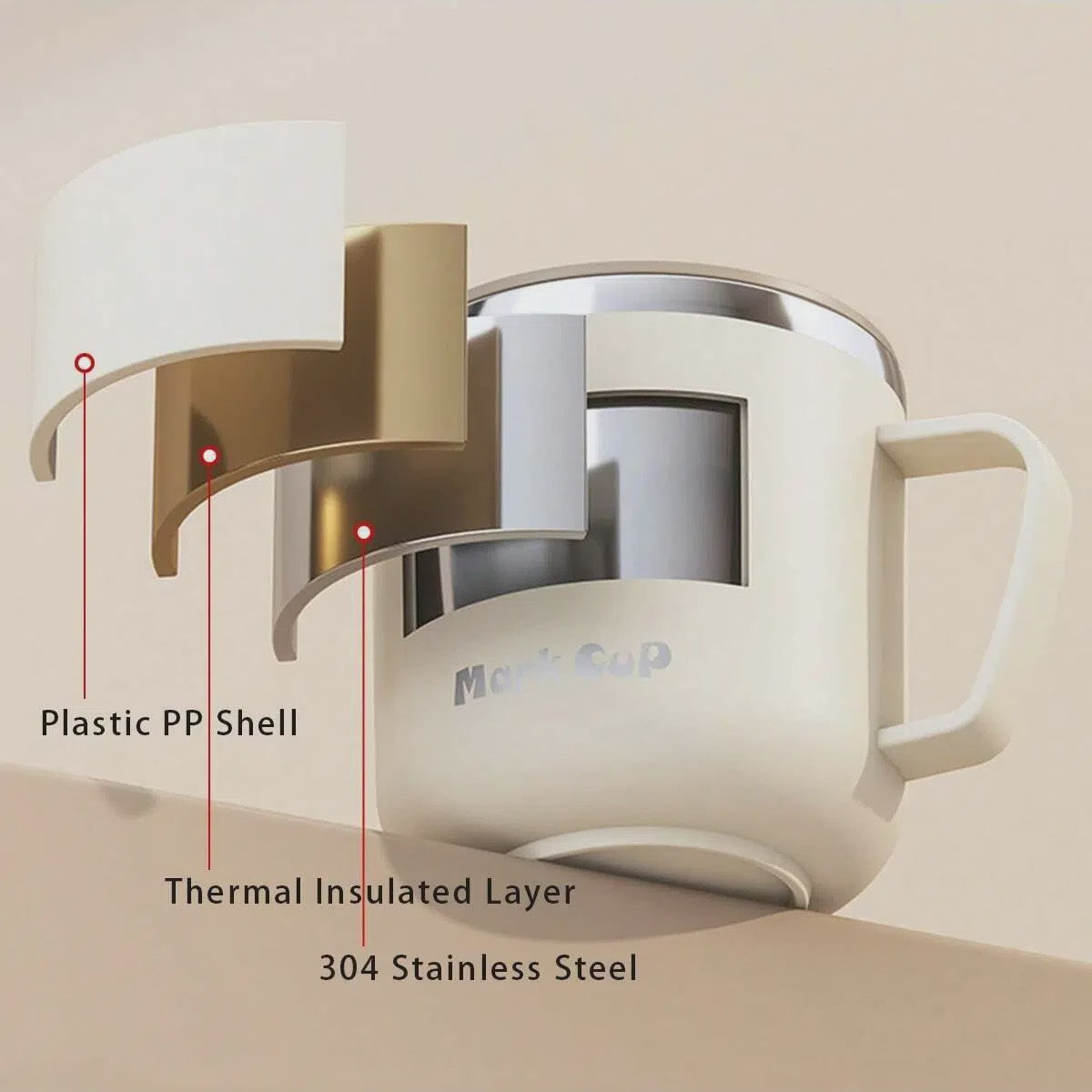 Geïsoleerde Koffiemok met Deksel - 400ML Dubbelwandig RVS Drinkbeker