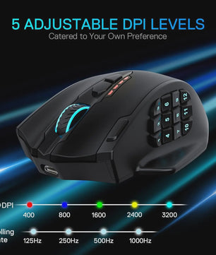 Redragon M913 MAX MMO Gaming Muis - Draadloos, 26000 DPI, 16 Programmeerbare Knoppen