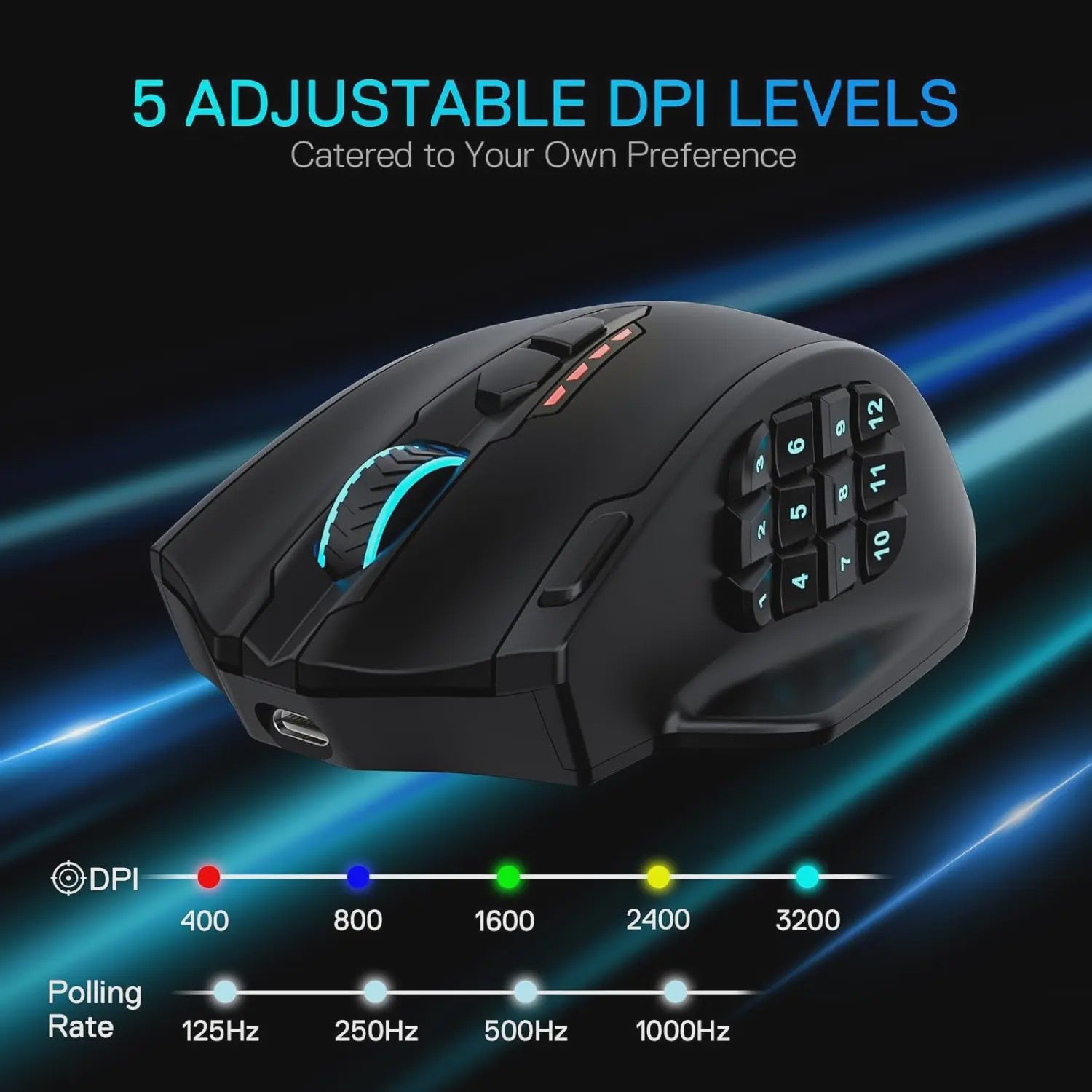 Redragon M913 MAX MMO Gaming Muis - Draadloos, 26000 DPI, 16 Programmeerbare Knoppen