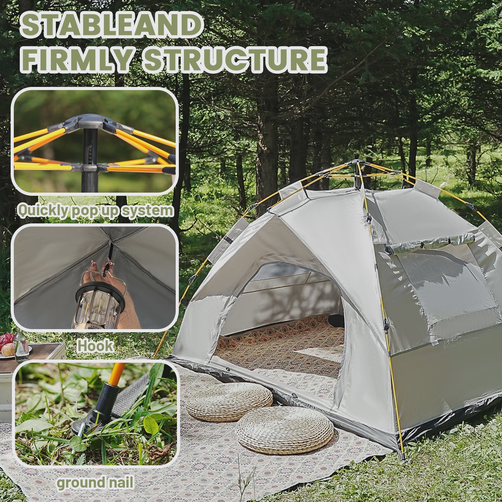 Automatische Pop-Up Tent - Snel Opzetten, Regen- en Zonbestendig voor Kamperen & Reizen