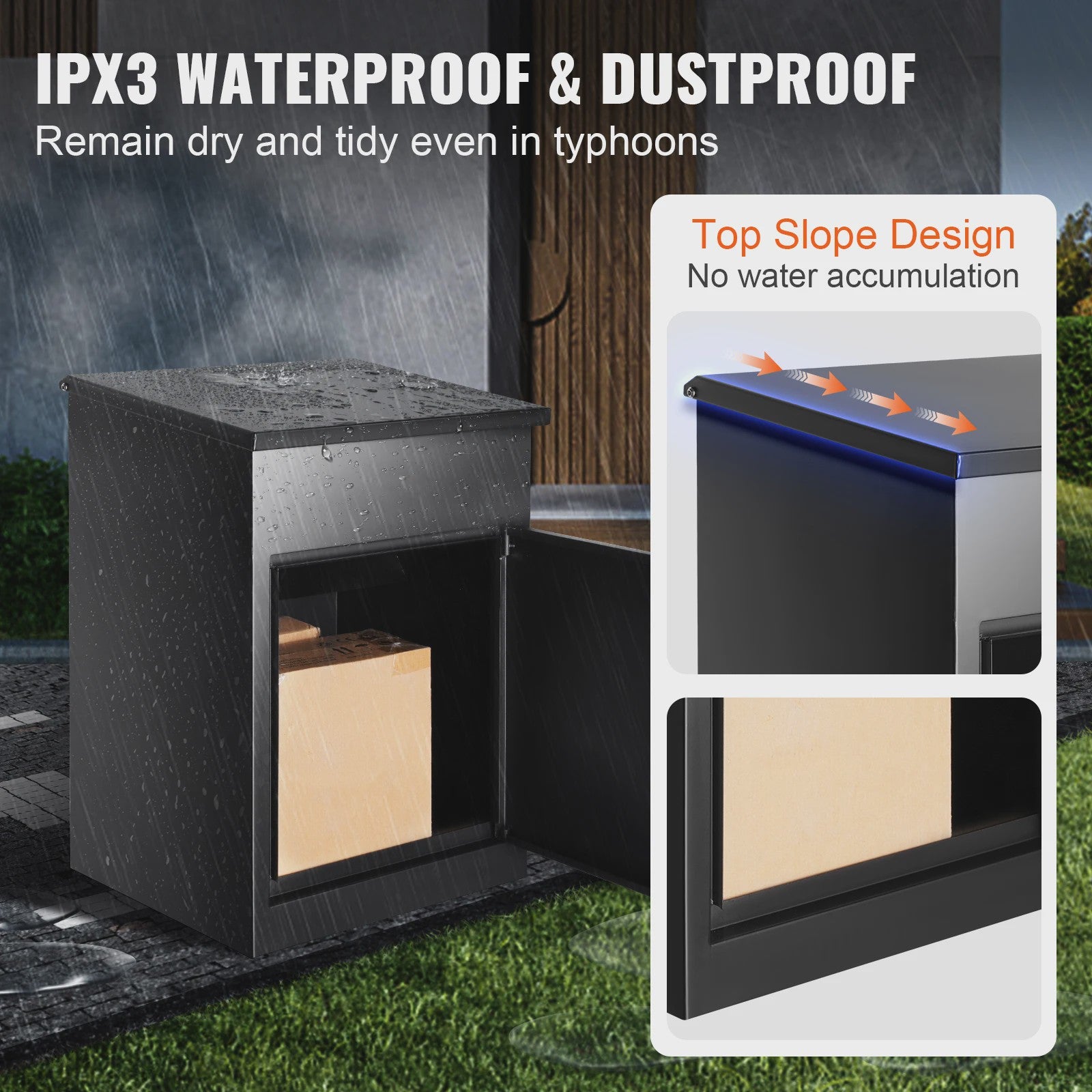 Wandmontage Brievenbus met Anti-diefstal Slot - IPX3 Waterdicht & Grote Opslag voor Pakketten