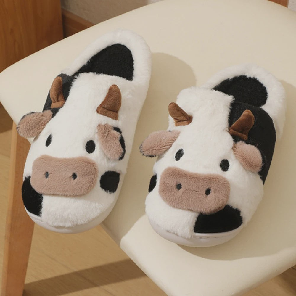 Warme Pluche Koe Pantoffels voor Dames & Heren - Comfortabel & Anti-slip