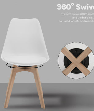 Set van 2 Ergonomische Draaistoelen 360° - Stijlvolle eetkamerstoelen met comfortabele zitting