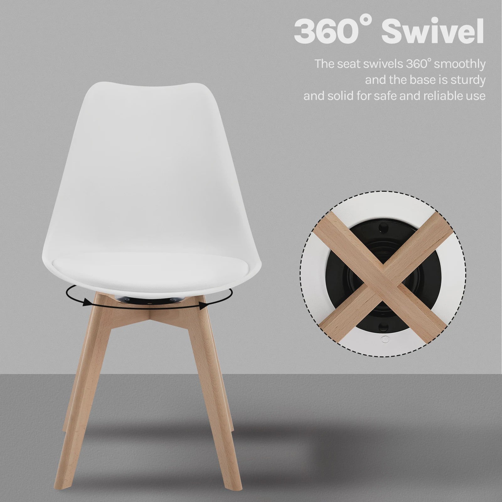Set van 2 Ergonomische Draaistoelen 360° - Stijlvolle eetkamerstoelen met comfortabele zitting