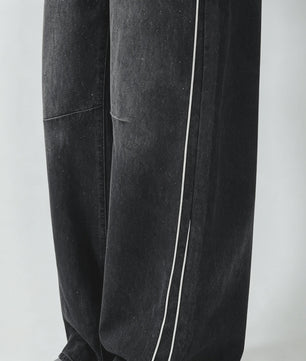 Dames Y2K Jeans met Strass en Wijde Pijpen - Zwart Gewassen Baggy Denim