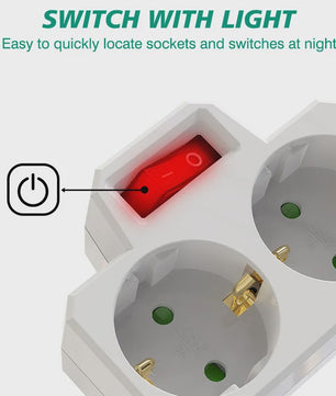 Dubbele Stekkerdoos Adapter met Aan/Uit Schakelaar - Compact & Veilig