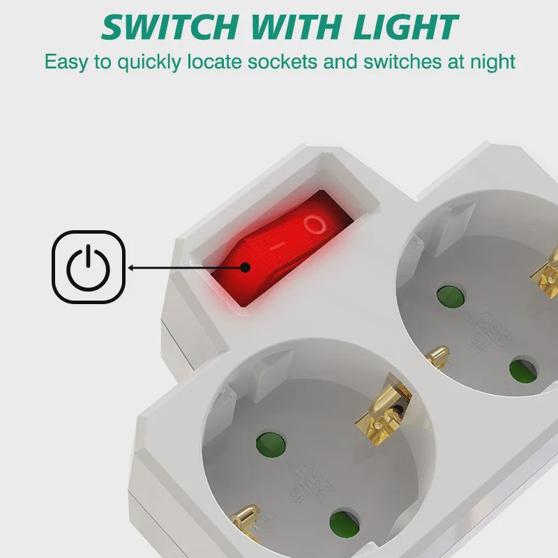 Dubbele Stekkerdoos Adapter met Aan/Uit Schakelaar - Compact & Veilig