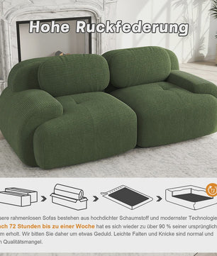 Luxe 82'' Loveseat Bank met Gebogen Armleuningen en Hoge-elastische Bekleding