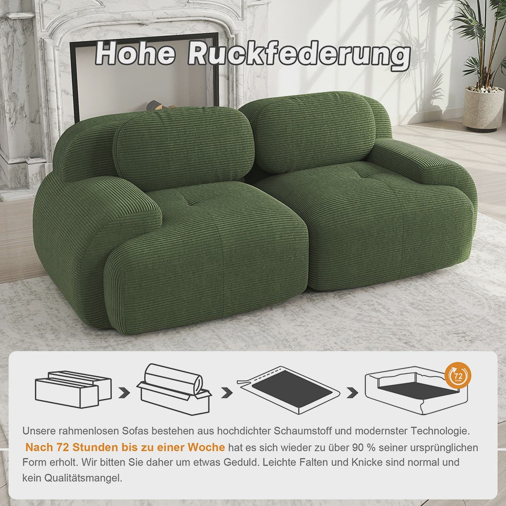 Luxe 82'' Loveseat Bank met Gebogen Armleuningen en Hoge-elastische Bekleding