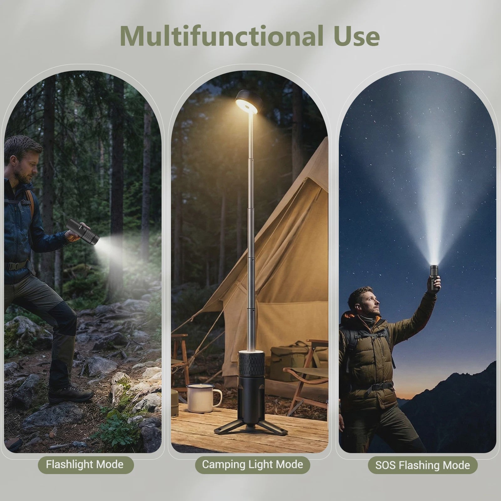 Telescopische Campinglamp met LED, Draagbare Noodverlichting & Powerbank Functie