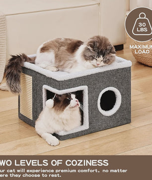 Multifunctioneel Kattenhuis met Krabplank - Opvouwbaar, Comfortabel & Veilig