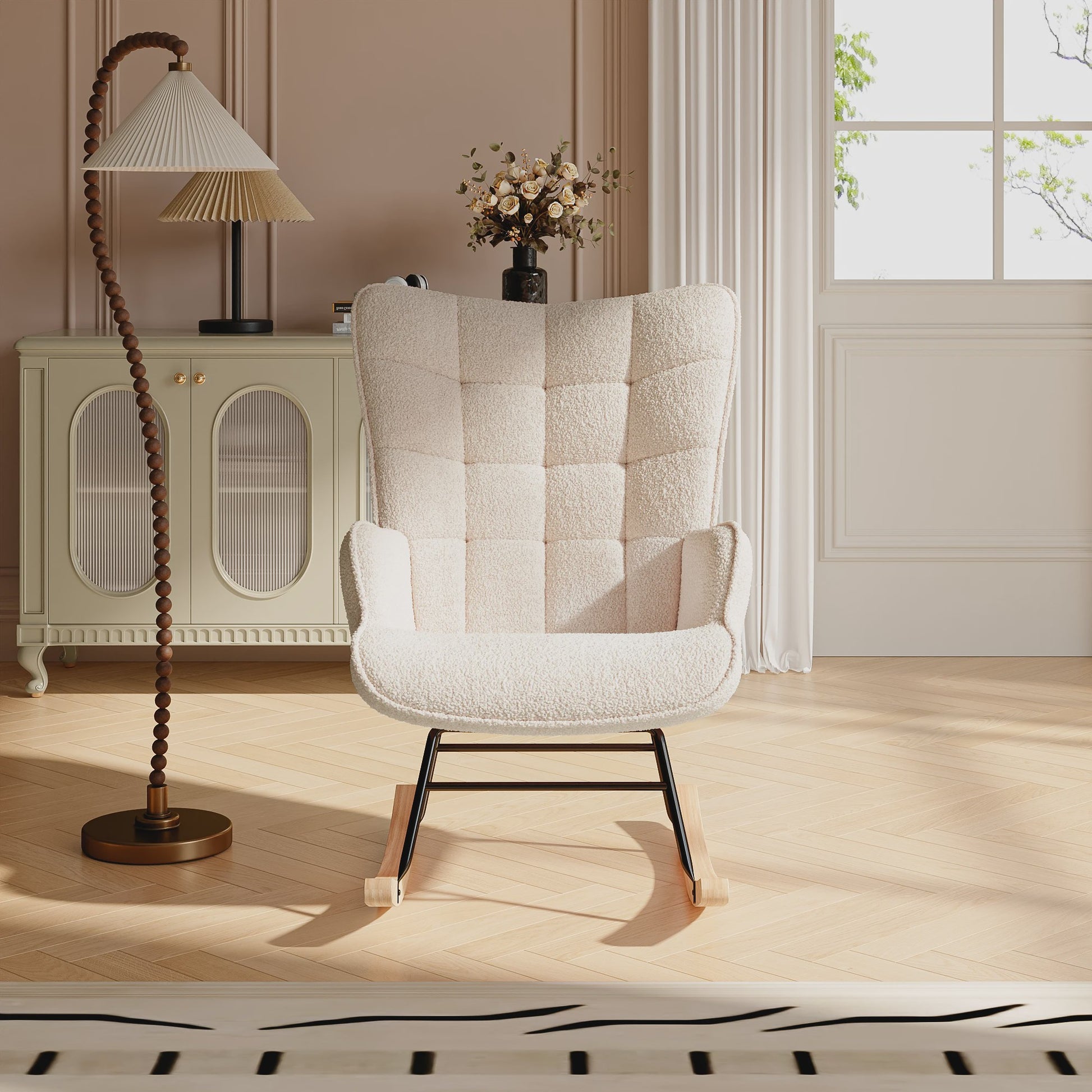 Comfortabele Teddy Velvet Schommelstoel - Perfect voor Babykamer & Ontspanning