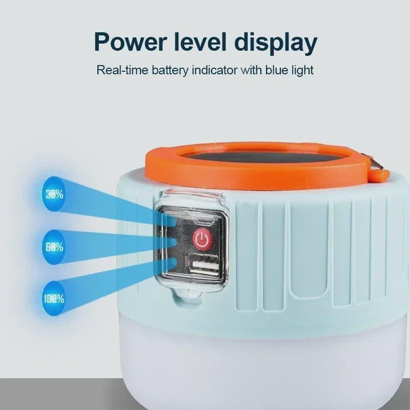 Draagbare LED Campinglamp met Solar & USB Opladen - Waterdicht en Krachtig