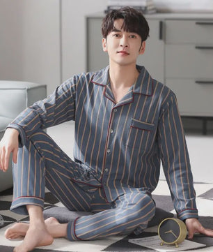 Herren Pyjama Set Lange Mouwen & Broek - Comfortabele Loungewear voor Heren