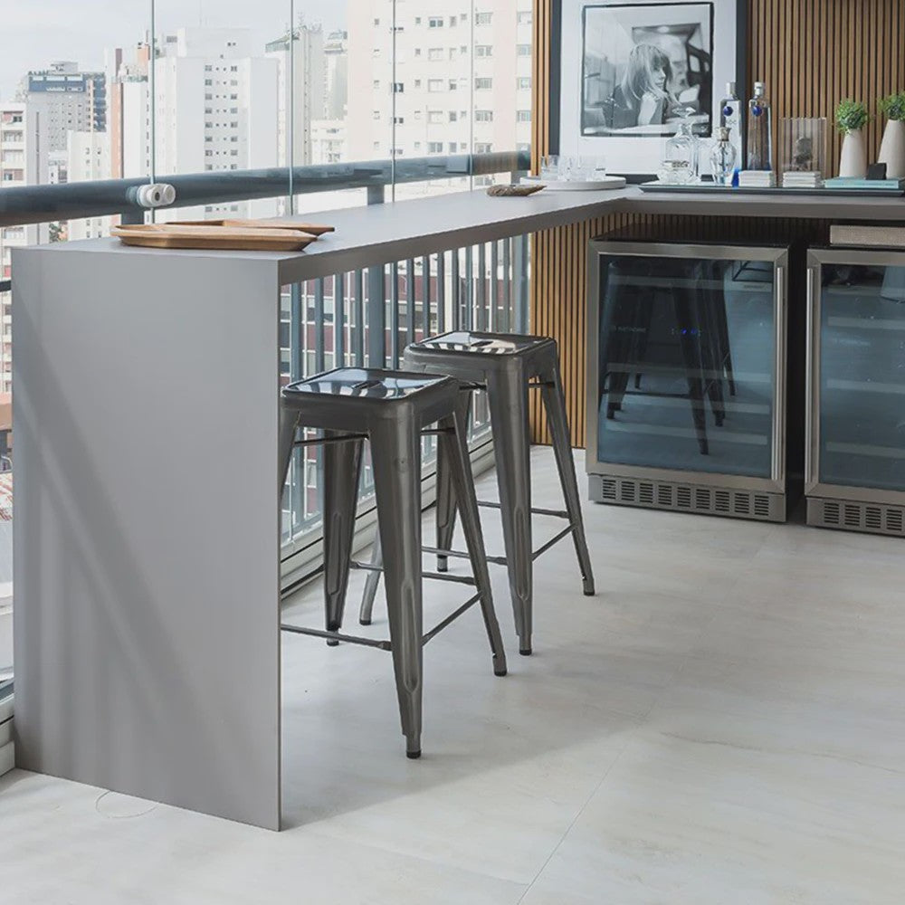 Set van 4 Industriële Barkrukken Metaal Zwart - 76cm Hoog