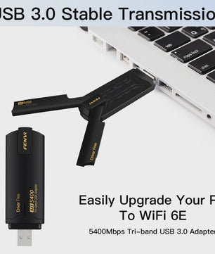 Fenvi AX5400 WiFi 6E USB Adapter 5400Mbps Tri-Band (2.4/5/6GHz) met USB 3.0 & Driver-Free Installatie
