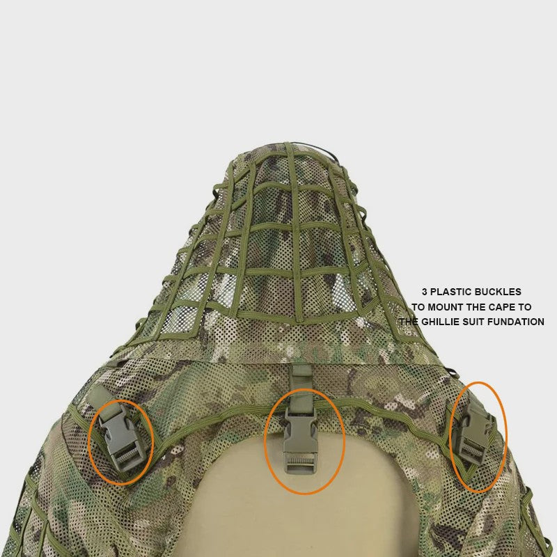 Ademende Ghillie Suit Cape - Camouflage Basis voor Jacht, Airsoft & Paintball