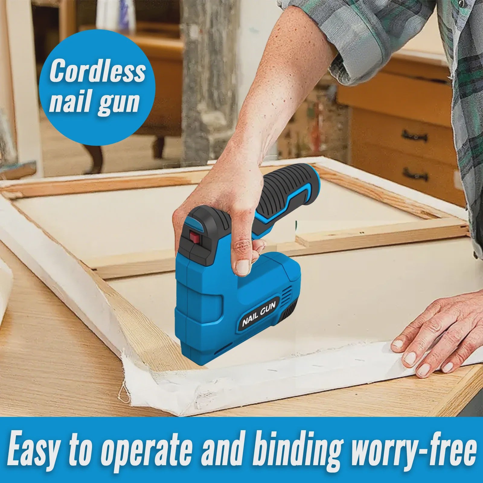 Draadloos Elektrisch Nietpistool - 2-in-1 Oplaadbaar voor Meubelstoffering, Houtbewerking & DIY