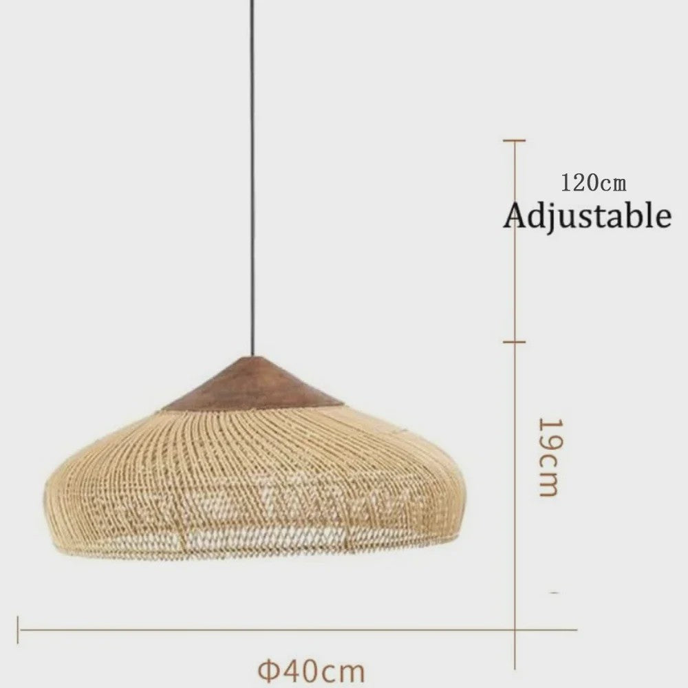 Rustieke Rotan Hanglamp Beige - Natuurlijke Wicker Plafondlamp voor Eetkamer & Woonkamer