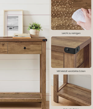 Landelijke Console Tafel met 3 Lades en Opbergruimte - Smalle Halmeubel